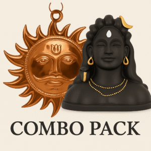 Premium Adiyogi Shiva Idol & Copper Sun Wall Hanging – Combo Pack
