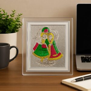 Silver-Plated Radha Krishna Wall Frame for Home & Office Décor